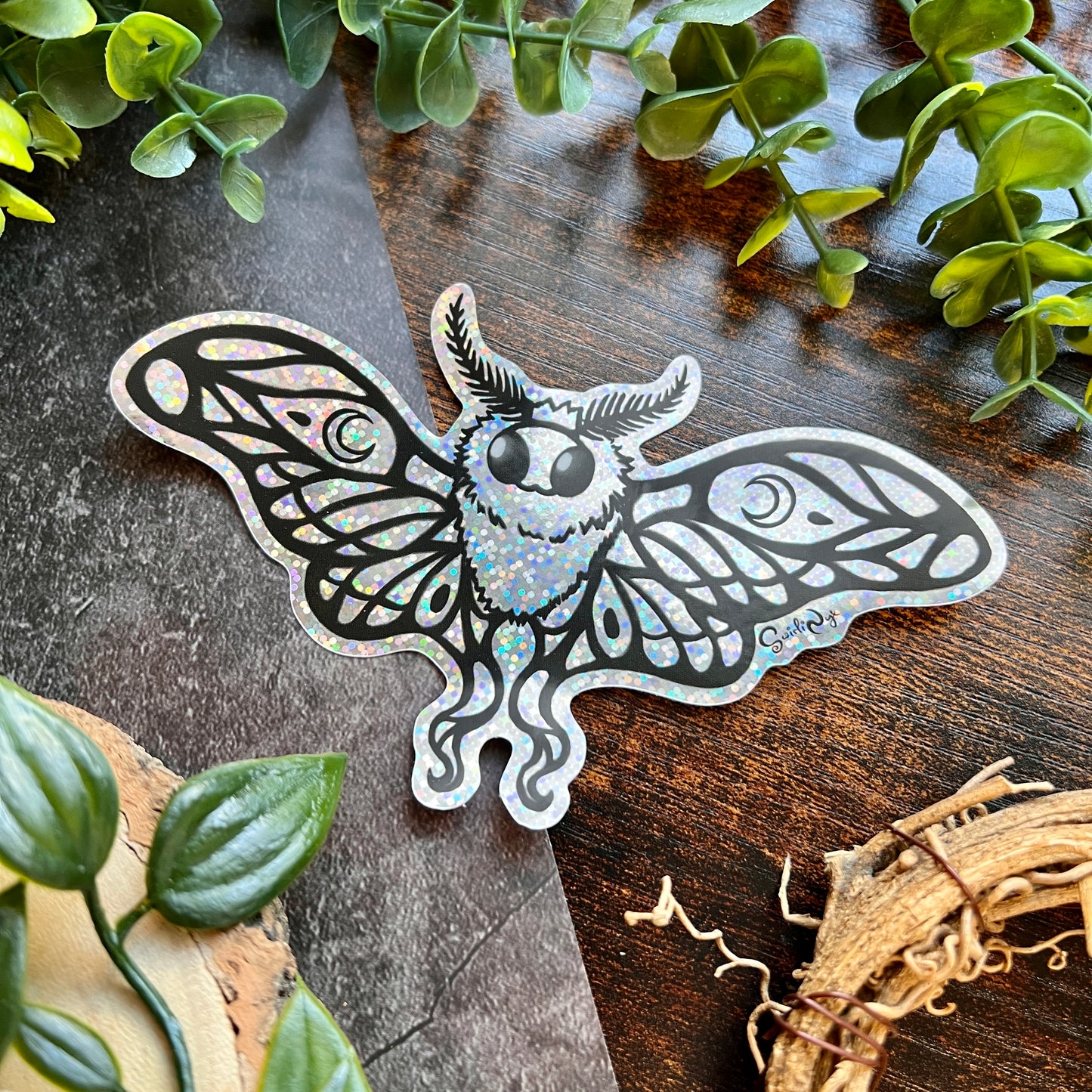 Glitter Luna Moth Sticker