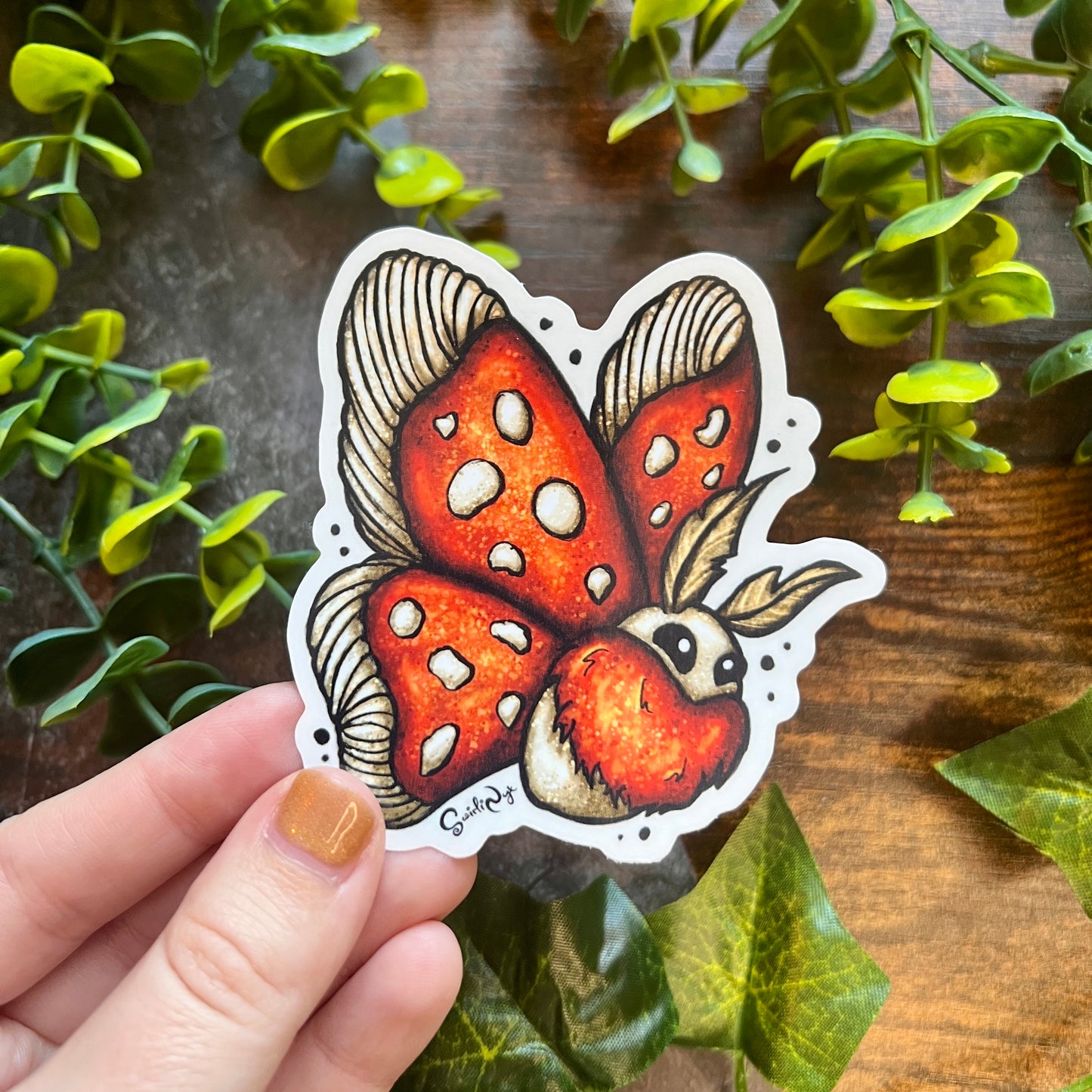 Mushroom Moth Clear Sticker