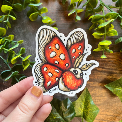 Mushroom Moth Clear Sticker