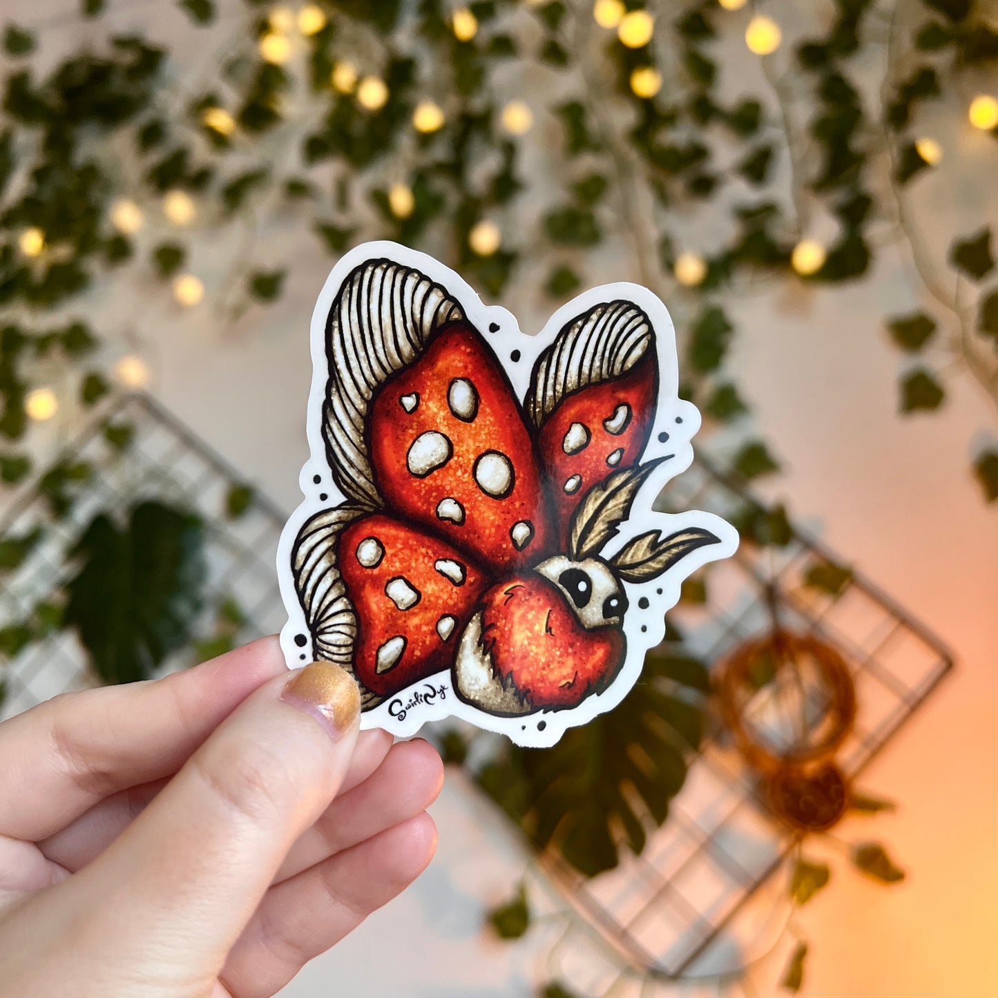 Mushroom Moth Clear Sticker