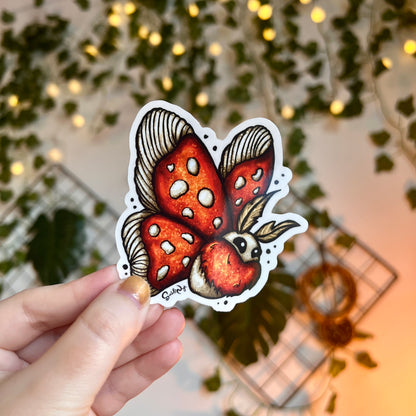 Mushroom Moth Clear Sticker