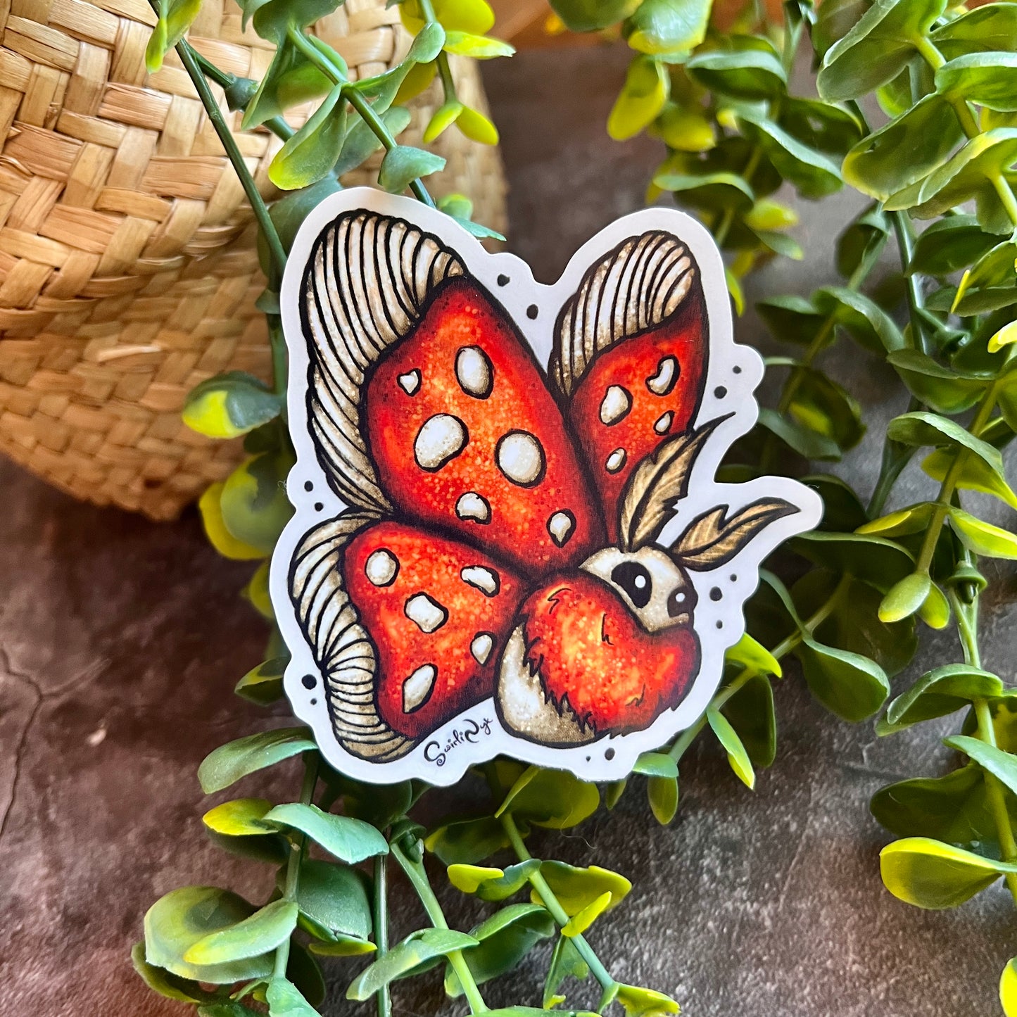 Mushroom Moth Clear Sticker