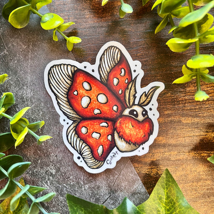 Mushroom Moth Clear Sticker