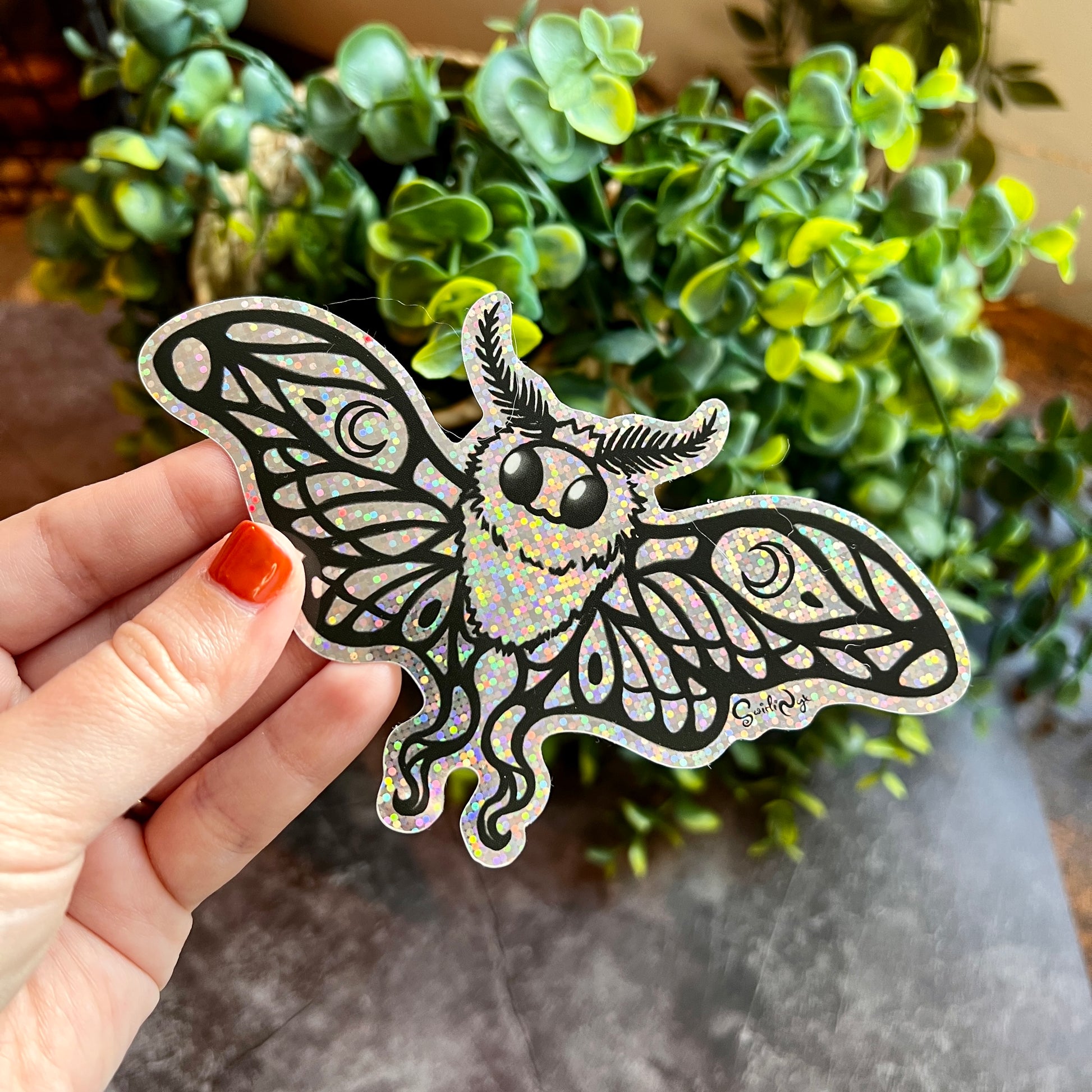 Glitter Luna Moth Sticker