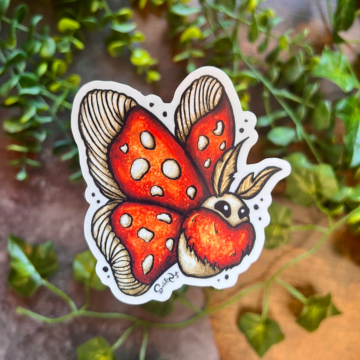 Mushroom Moth Clear Sticker