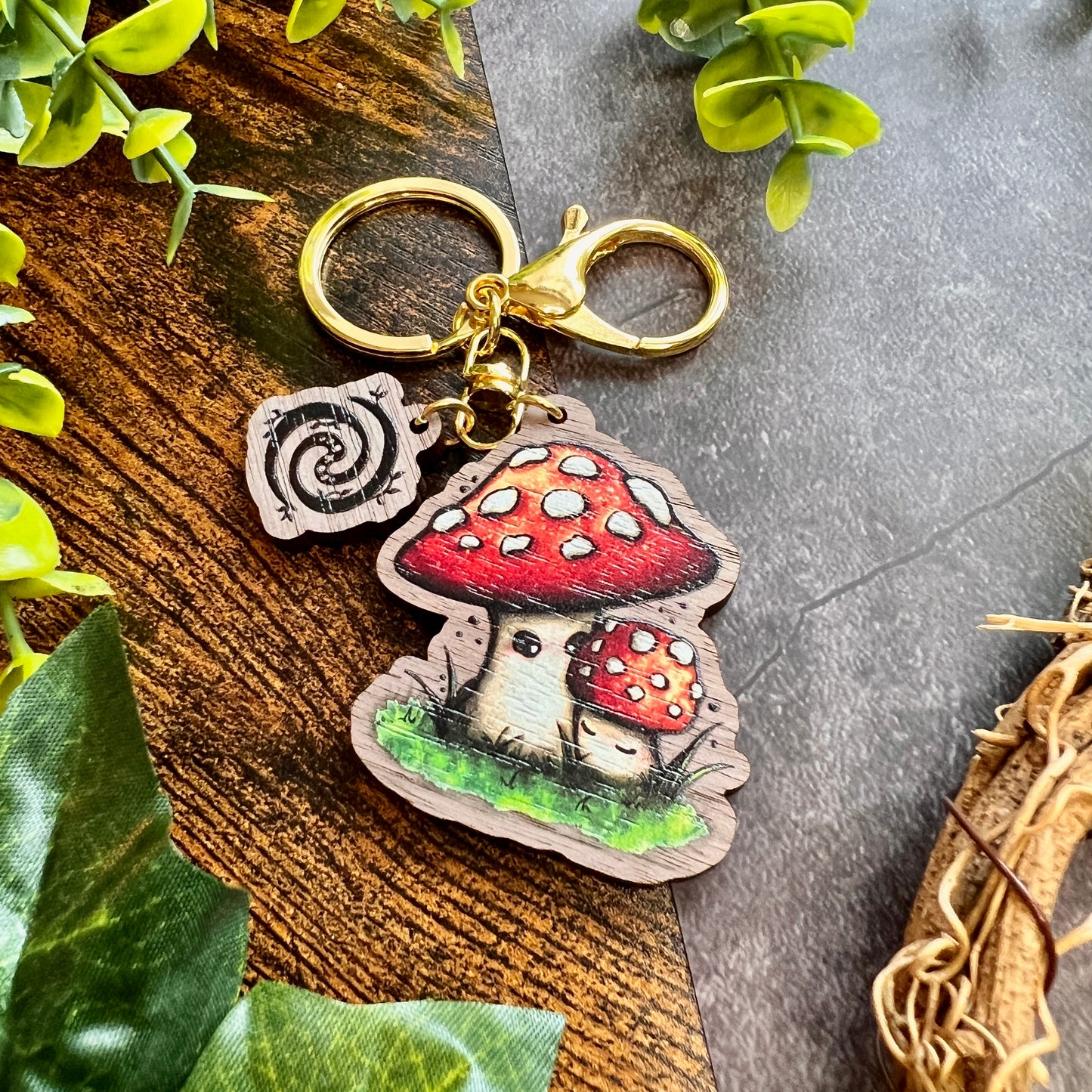 Mushie Mama Wooden Keyring