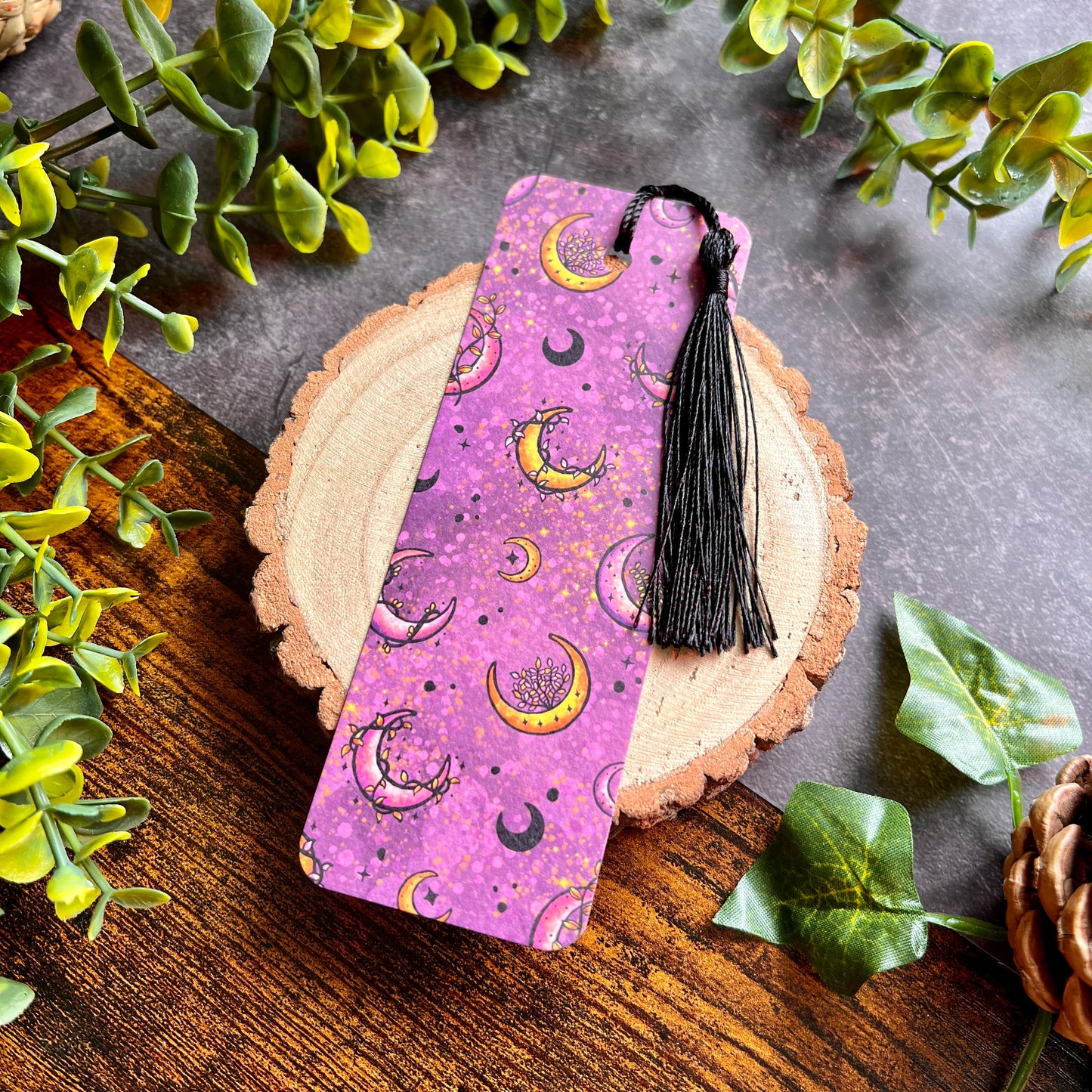 Purple Lunar Leaves Bookmark