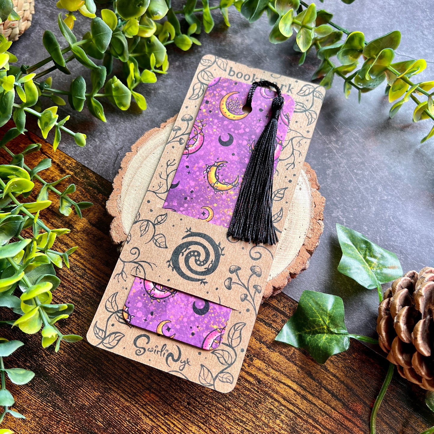 Purple Lunar Leaves Bookmark