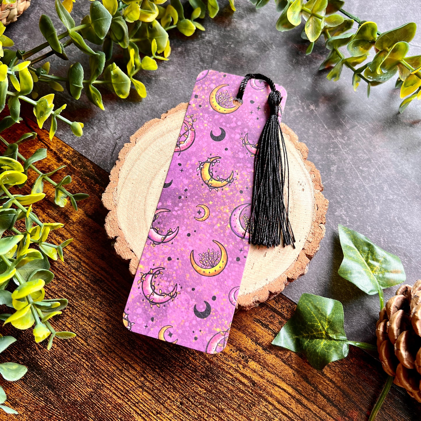 Purple Lunar Leaves Bookmark